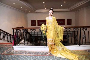 Yuthandartin yellow myanmar tradional dress2